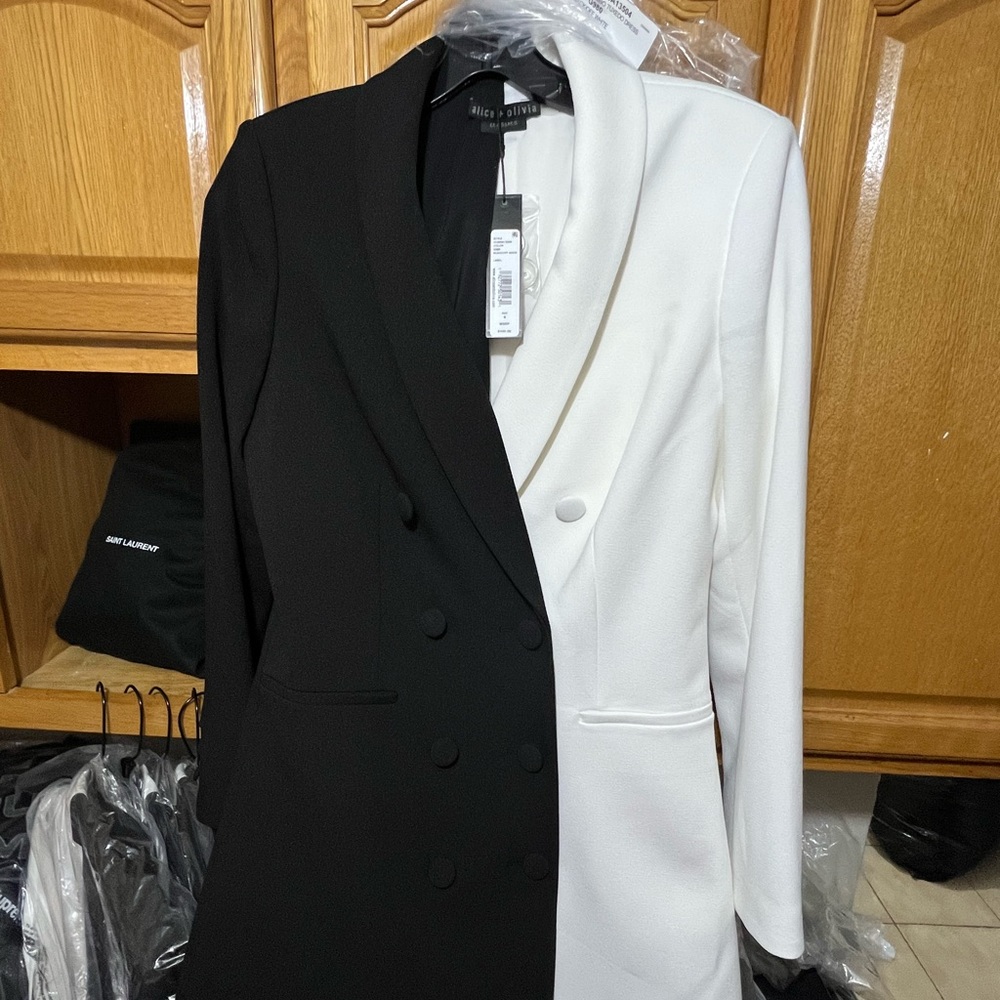 Alice and Olivia Kyrie Combo Tuxedo dress